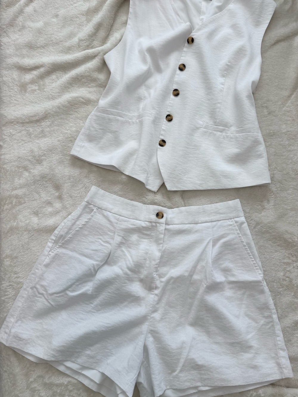 Women's White High-Rise Tailored Bermuda Shorts